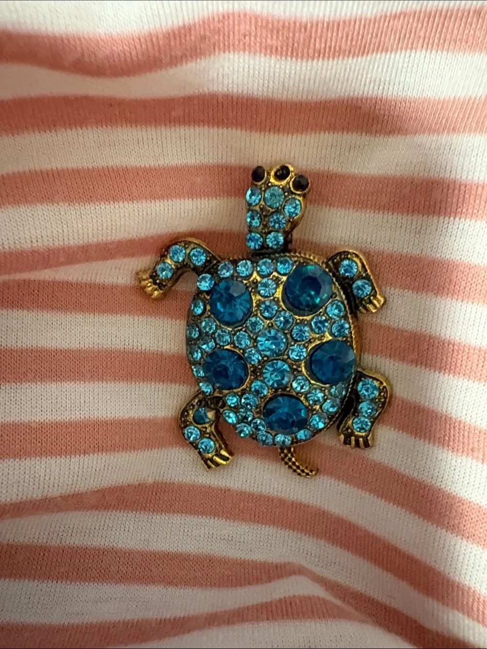 Blue Crystal Turtle Brooch - Women Jewelry